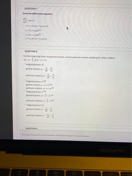 Solved QUESTION 1 Which of the following functions solves | Chegg.com