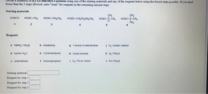 Solved Devise a synthesis of (Z) 2 butene using one of the | Chegg.com