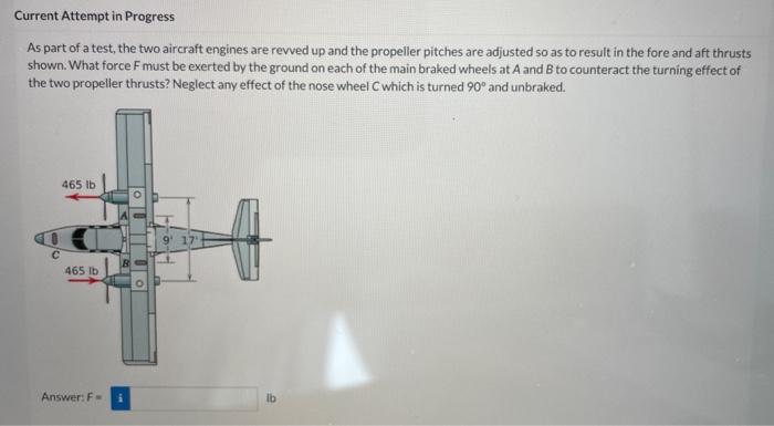 As part of a test, the two aircraft engines are revved up and the propeller pitches are adjusted so as to result in the fore 