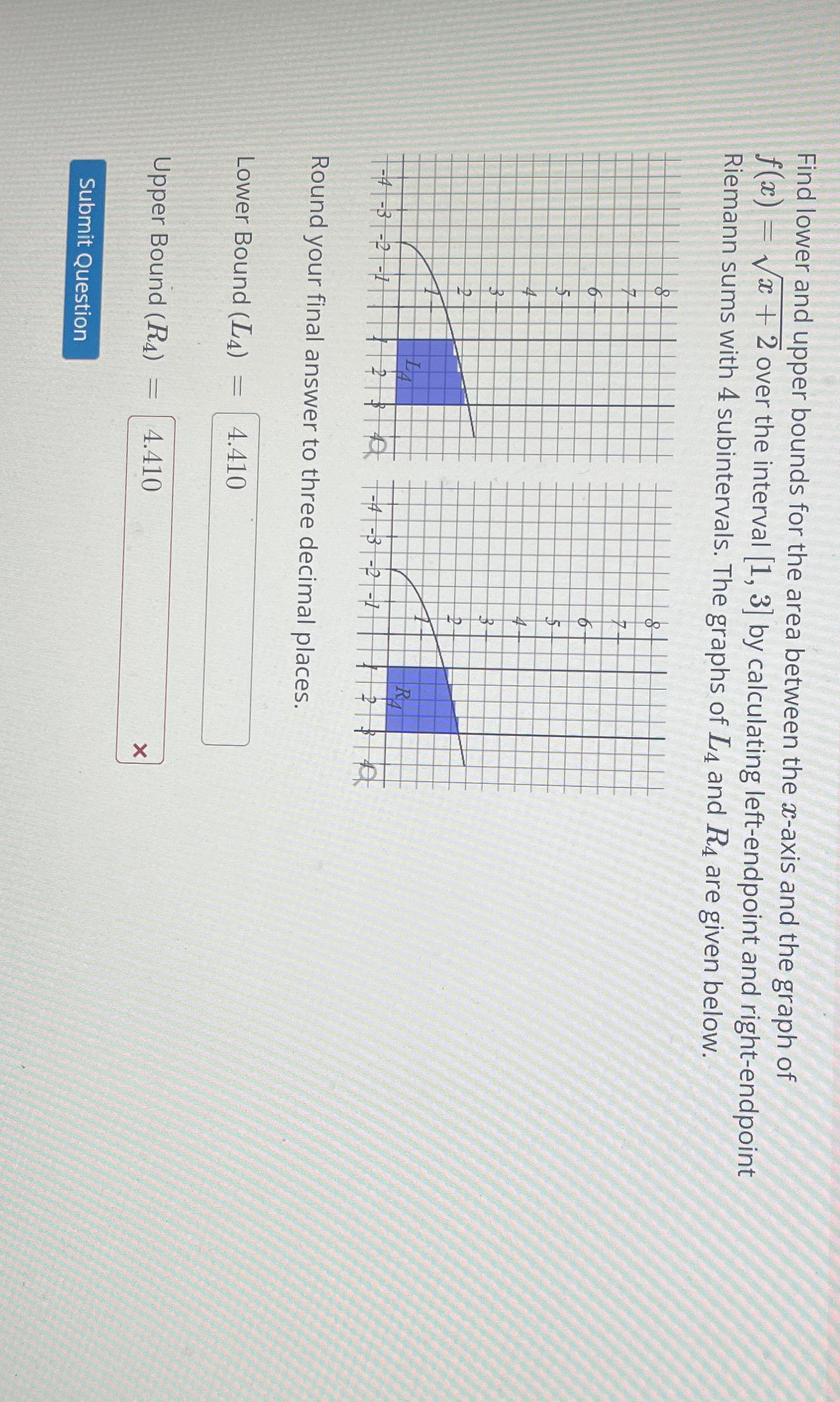 Solved Find lower and upper bounds for the area between the | Chegg.com