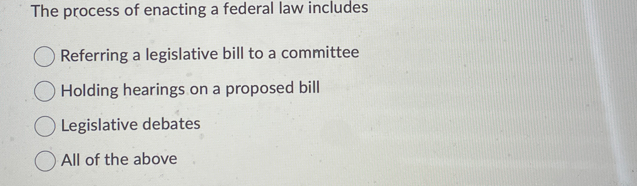 Solved The process of enacting a federal law | Chegg.com