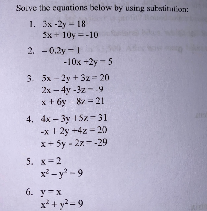 solve using substitution y 3x − 10 y 2x − 5