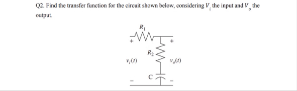 Solved Q2. ﻿Find the transfer function for the circuit shown | Chegg.com