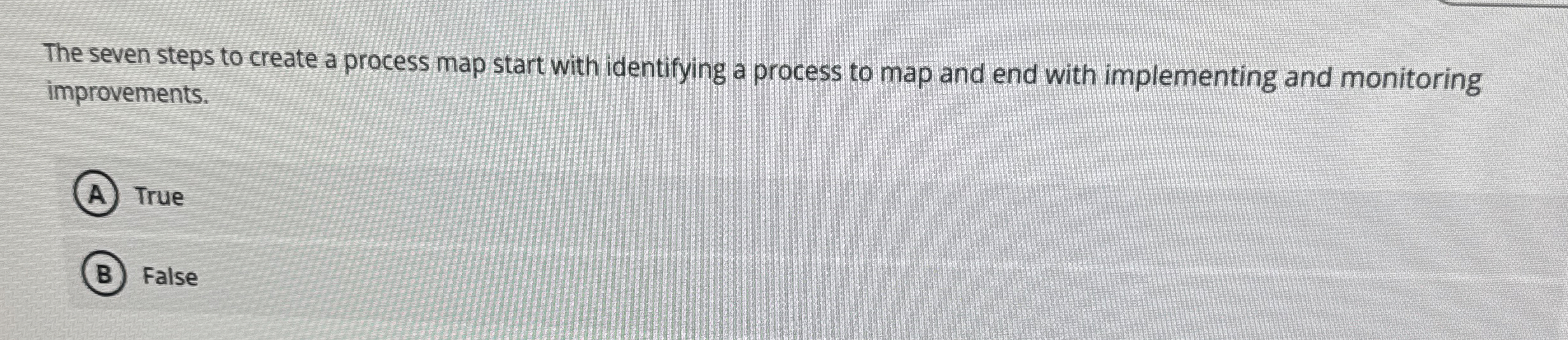 Solved The seven steps to create a process map start with | Chegg.com