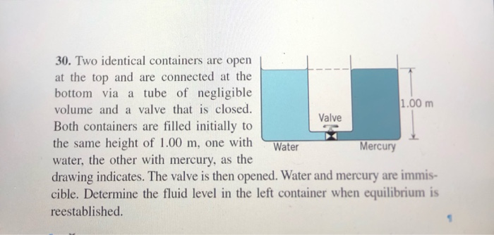 Solved Valve 30. Two Identical Containers Are Open At The | Chegg.com