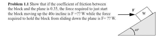 Solved Problem 1.1 Show that if the coefficient of friction | Chegg.com