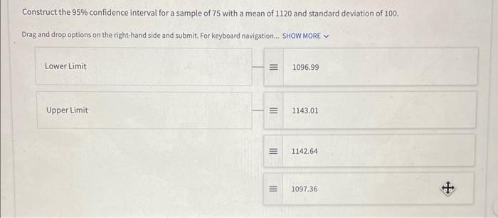 Solved Construct the 95% confidence interval for a sample of | Chegg.com