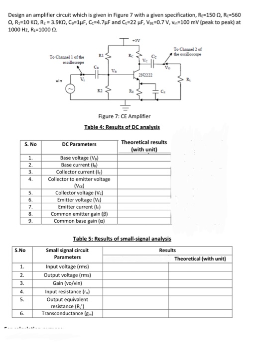 Solved Design An Amplifier Circuit Which Is Given In Figure | Chegg.com