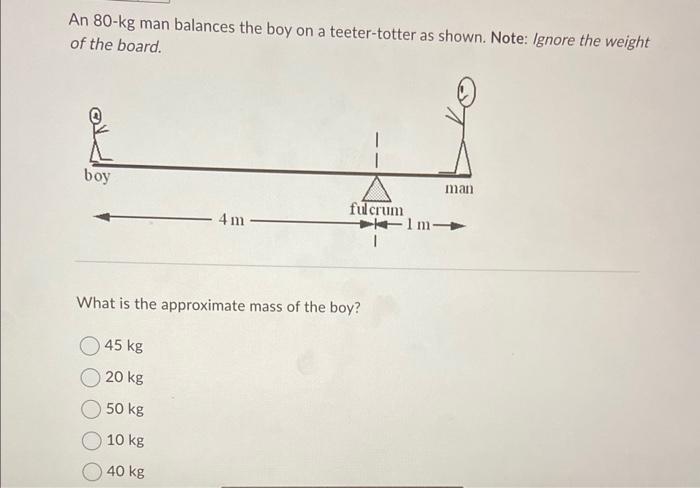 Solved An 80-kg Man Balances The Boy On A Teeter-totter As 