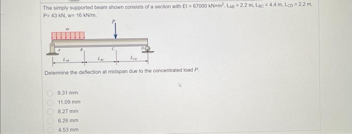 Solved The simply supported beam shown consists of a section | Chegg.com