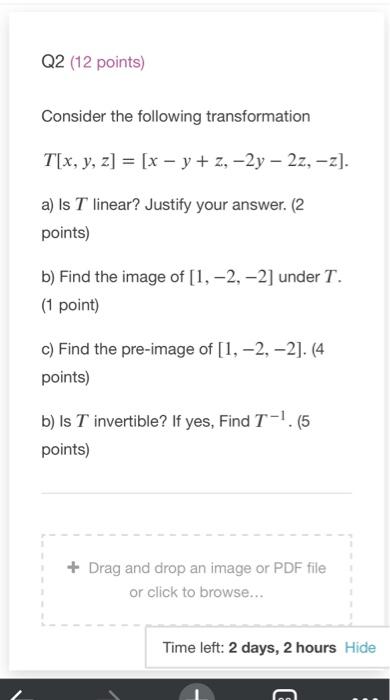 Solved Q2 (12 points) Consider the following transformation | Chegg.com