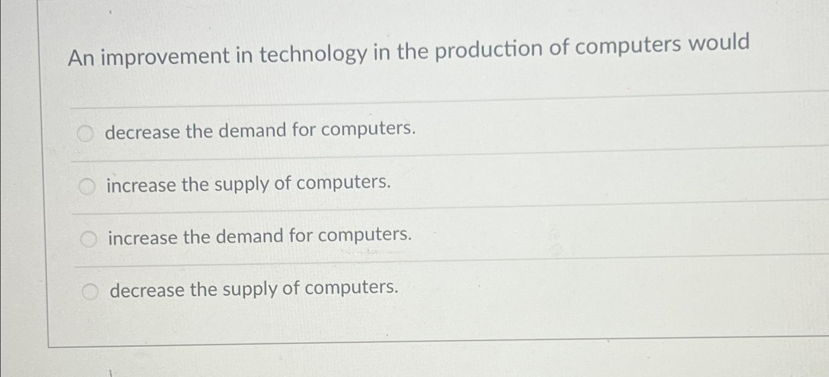 Solved An improvement in technology in the production of | Chegg.com