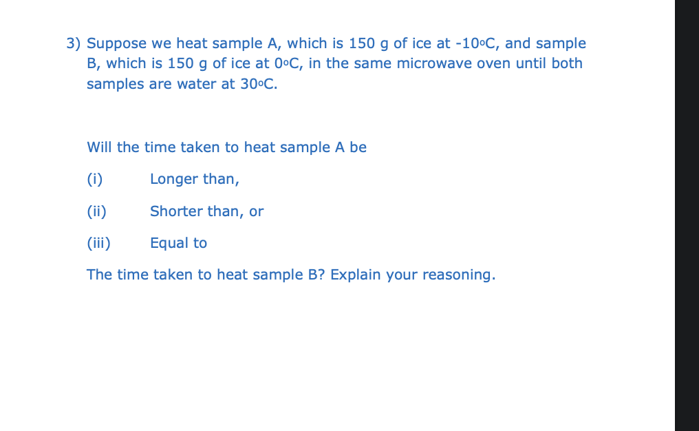 Solved 3) ﻿Suppose we heat sample A , ﻿which is 150 ﻿g of | Chegg.com