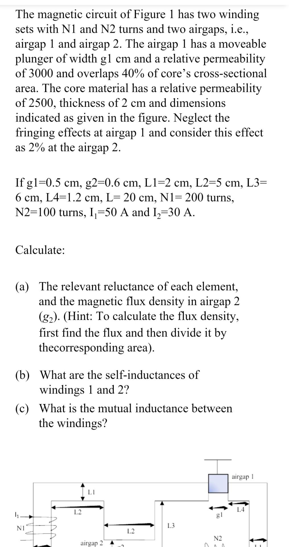 Solved The Magnetic Circuit Of Figure 1 Has Two Winding Sets | Chegg.com