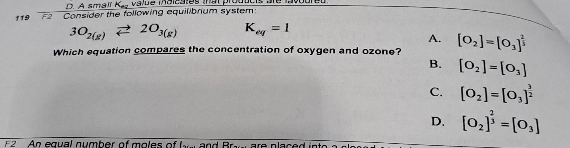Solved F2 Consider the following equilibrium system: 3O2( | Chegg.com