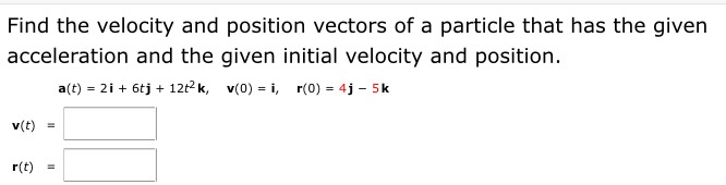 Solved Find the velocity and position vectors of a particle | Chegg.com