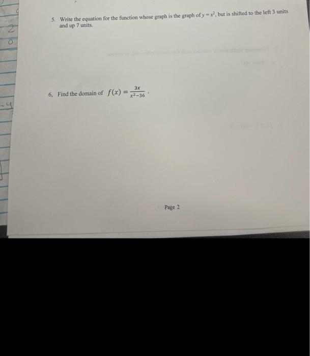 Solved 5. Write the equation for the function whose graph is | Chegg.com