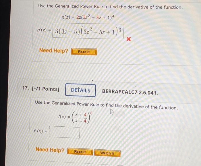 Solved Use the Generalized Power Rule to find the derivative | Chegg.com