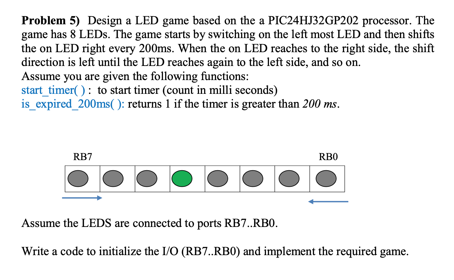 Solved Problem 5) ﻿Design a LED game based on the a | Chegg.com