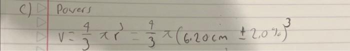 v = frac 4 3 pi r 3