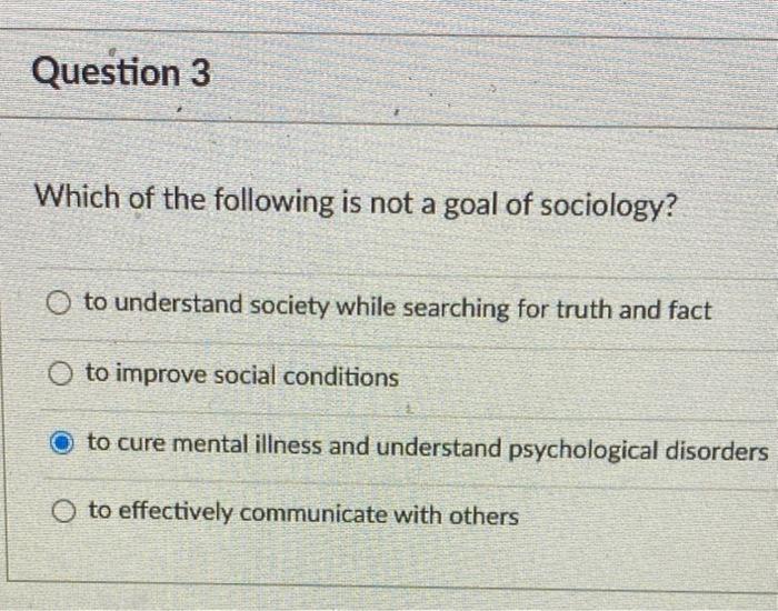 Solved Question 3 Which of the following is not a goal of | Chegg.com