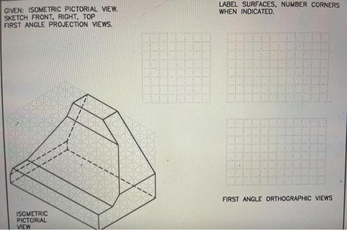 Solved LABEL SURFACES, NUMBER CORNERS WHEN INDICATED. GIVEN: | Chegg.com