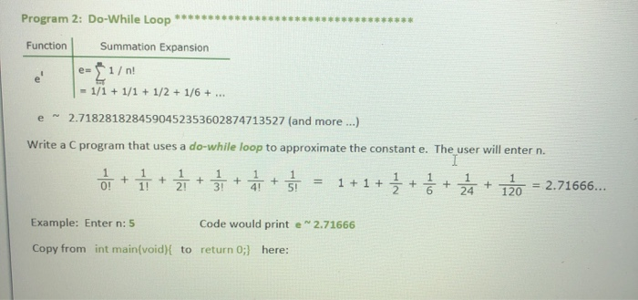 Solved Program 2: Do-While Loop Function Summation Expansion | Chegg.com