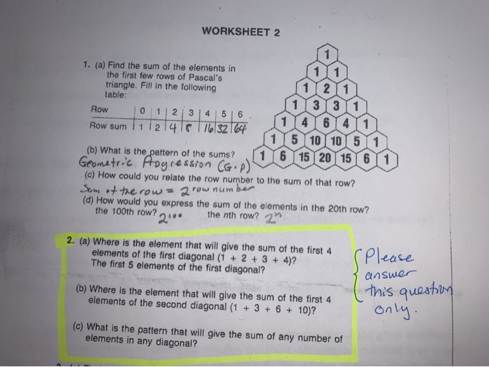 Solved WORKSHEET 2 1 1. a Find the sum of the elements in