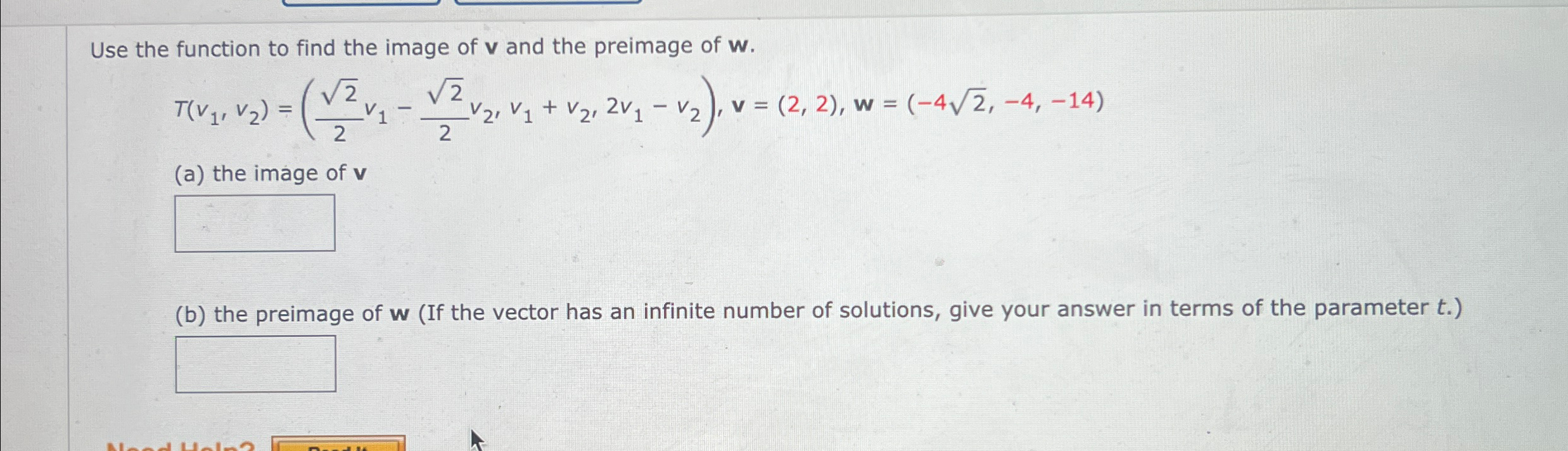 Solved Use the function to find the image of v ﻿and the | Chegg.com