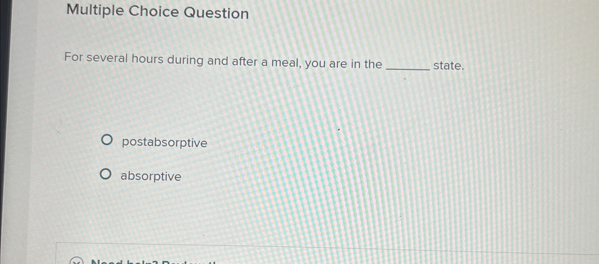 Solved Multiple Choice QuestionFor several hours during and | Chegg.com