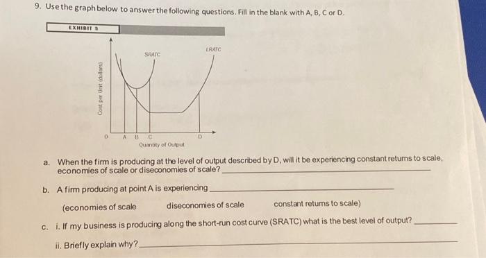 Solved 9. Use The Graph Below To Answer The Following | Chegg.com