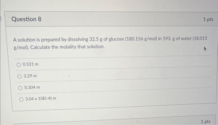 Solved A solution is prepared by dissolving 32.5 g of | Chegg.com