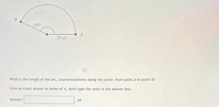 Solved The length of the arc, counterclockwise along the | Chegg.com