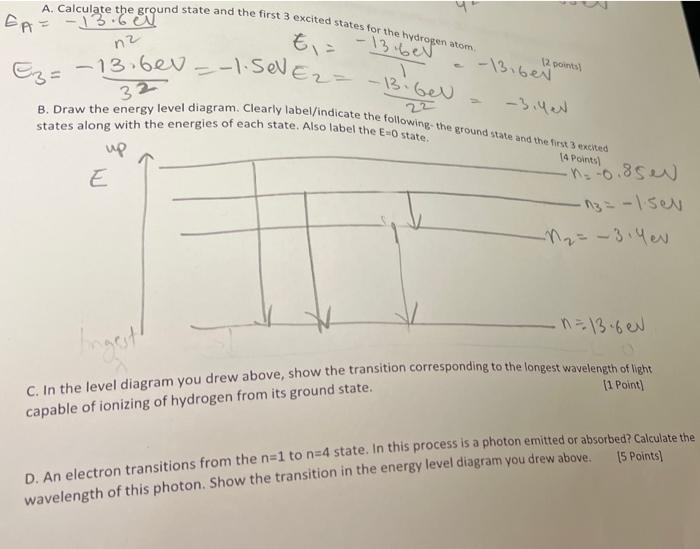 Solved A. Calculate the ground state and the first 3 excited | Chegg.com