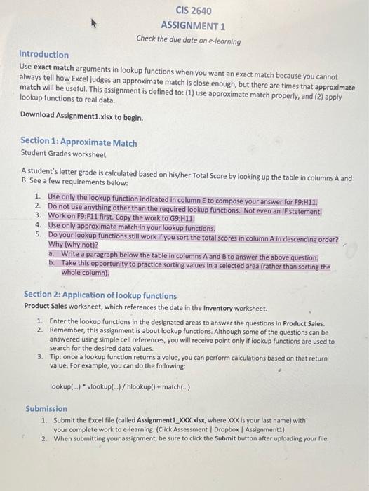 CIS 2640 ASSIGNMENT 1 Check the due date on | Chegg.com