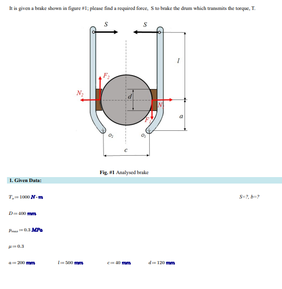 Solved It is given a brake shown in figure #1; please find a | Chegg.com