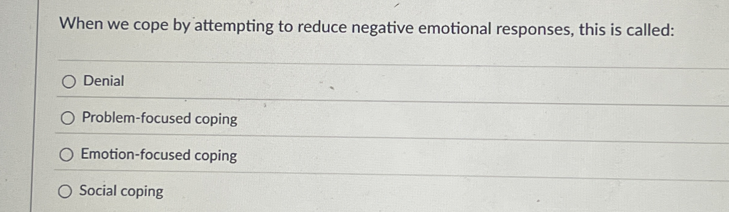 Solved When we cope by attempting to reduce negative | Chegg.com