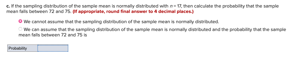 Solved c. If the sampling distribution of the sample mean | Chegg.com