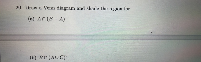 Solved 20. Draw a Venn diagram and shade the region for (a) | Chegg.com
