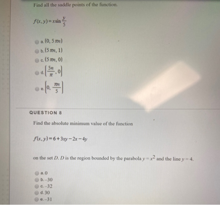 Solved Find all the saddle points of the function. f(x, | Chegg.com