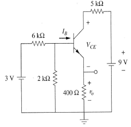 Solved: For the transistor circuit of Fig. 3.127, find IB, VCE, an ...