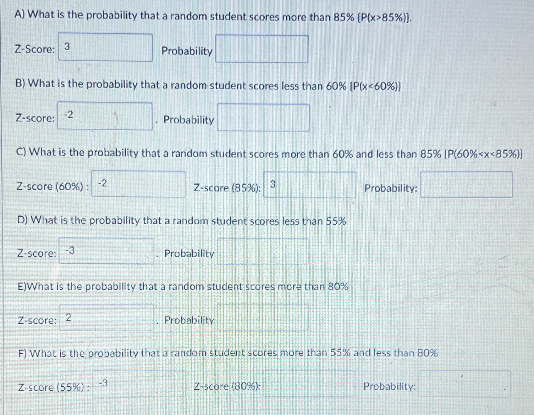 Solved A) ﻿What is the probability that a random student | Chegg.com