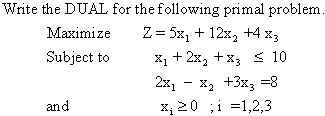 Solved Write the DUAL for the following primal problem. | Chegg.com