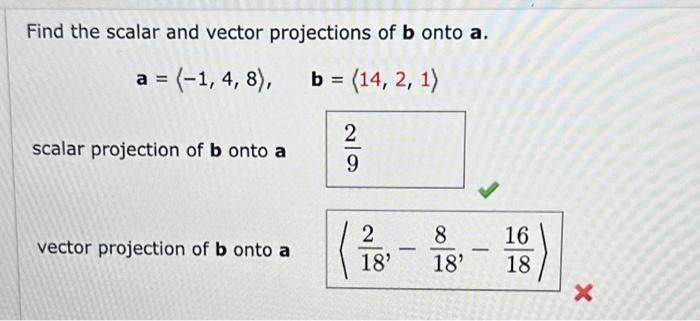 Solved Find The Scalar And Vector Projections Of B Onto A. | Chegg.com