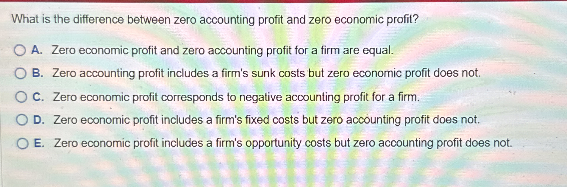 Solved What is the difference between zero accounting profit | Chegg.com