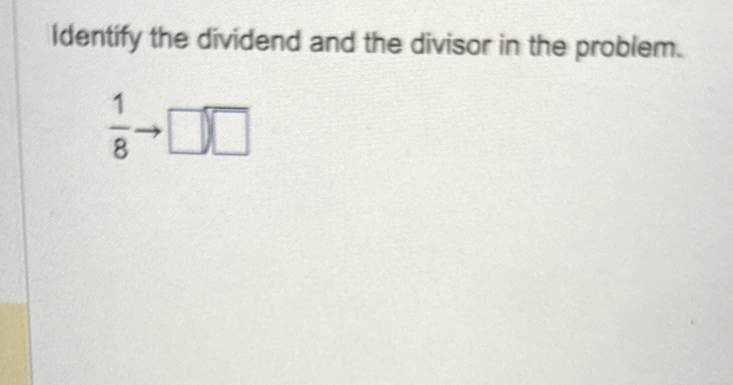 Solved Identify The Dividend And The Divisor In The Chegg