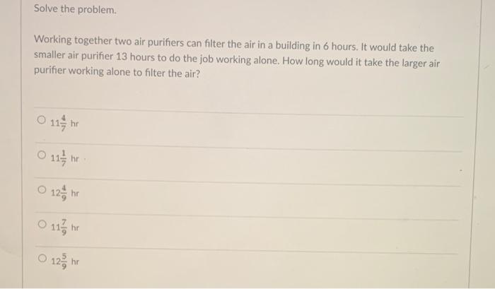 Solved Solve The Problem Working Together Two Air Chegg Com