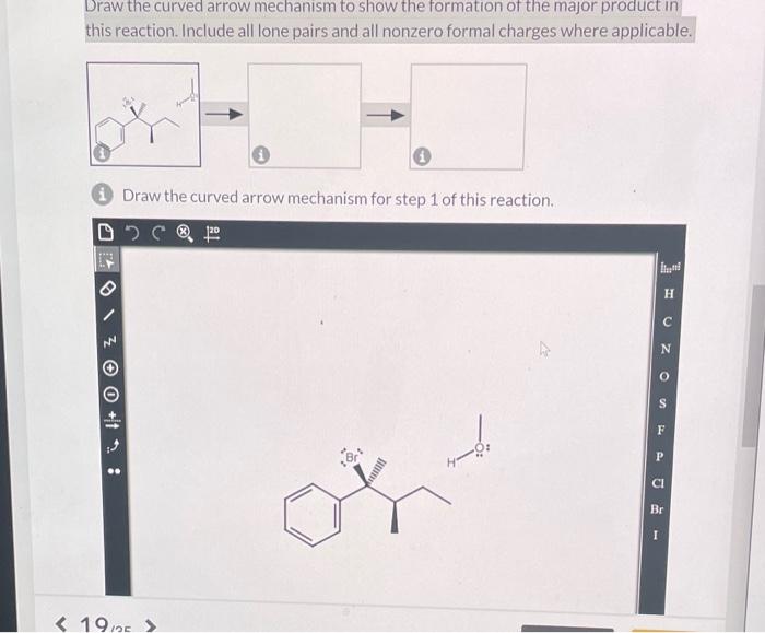 Draw the curved arrow mechanism to show the formation of the major product in this reaction. Include all lone pairs and all n