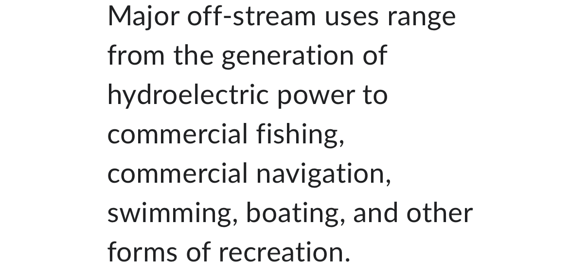 Solved Major off-stream uses range from the generation of | Chegg.com