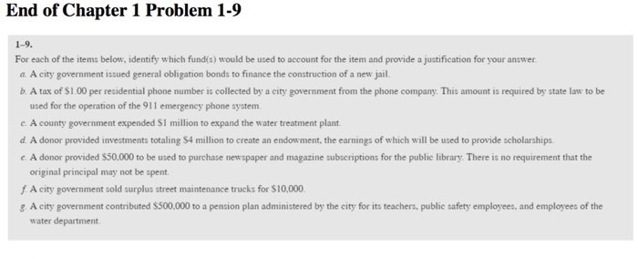 Solved End of Chapter 1 Problem 1-9 1-9. For each of the | Chegg.com